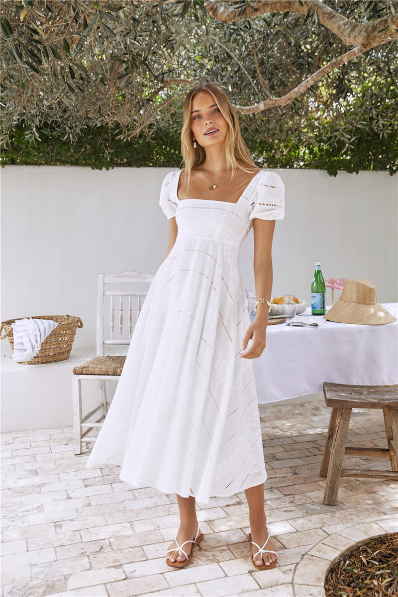 Honeysuckle Haven Maxi Dress White