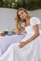Honeysuckle Haven Maxi Dress White