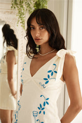 Through The Grapevine Mini Dress Blue