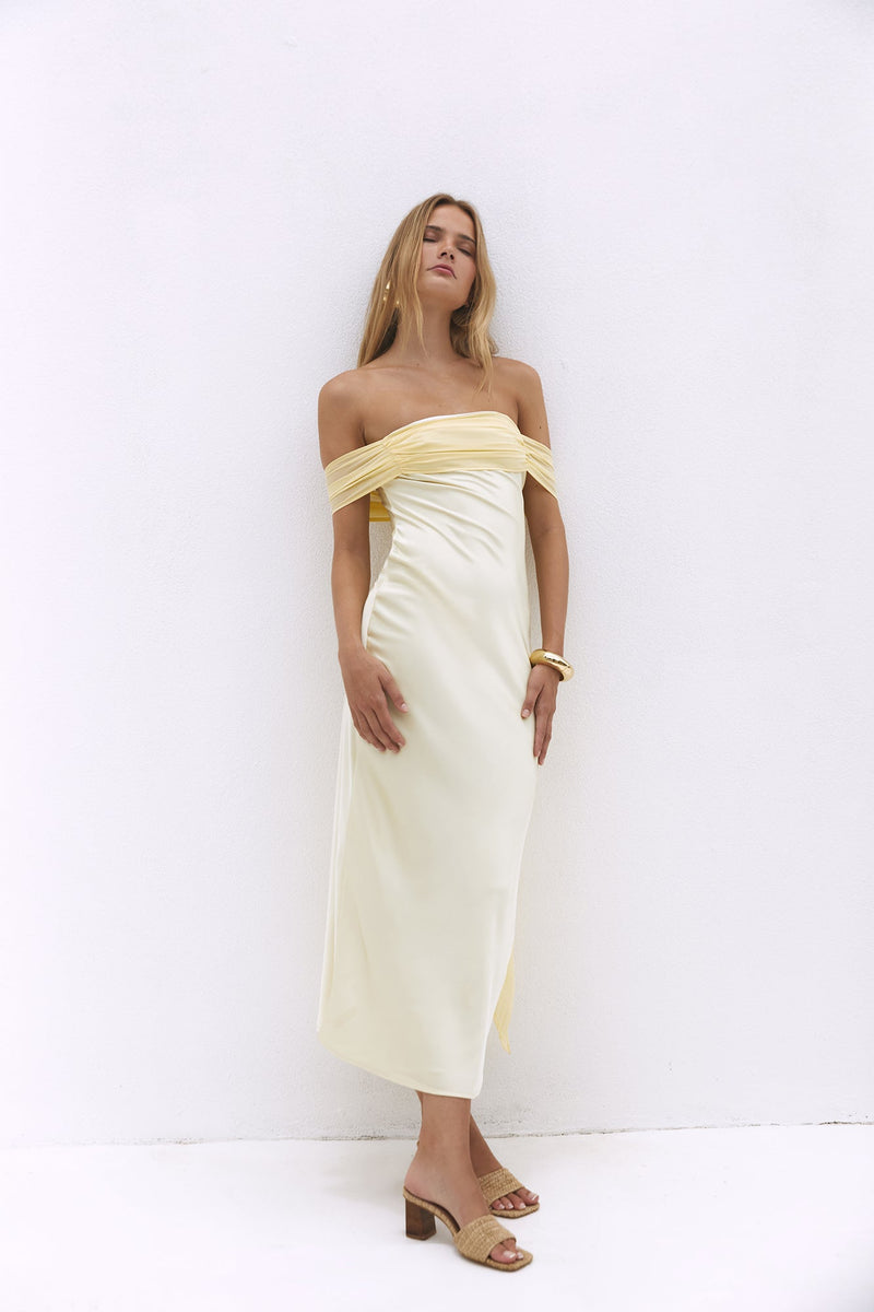 Cleo Cove Strapless Maxi Dress Butter Yellow