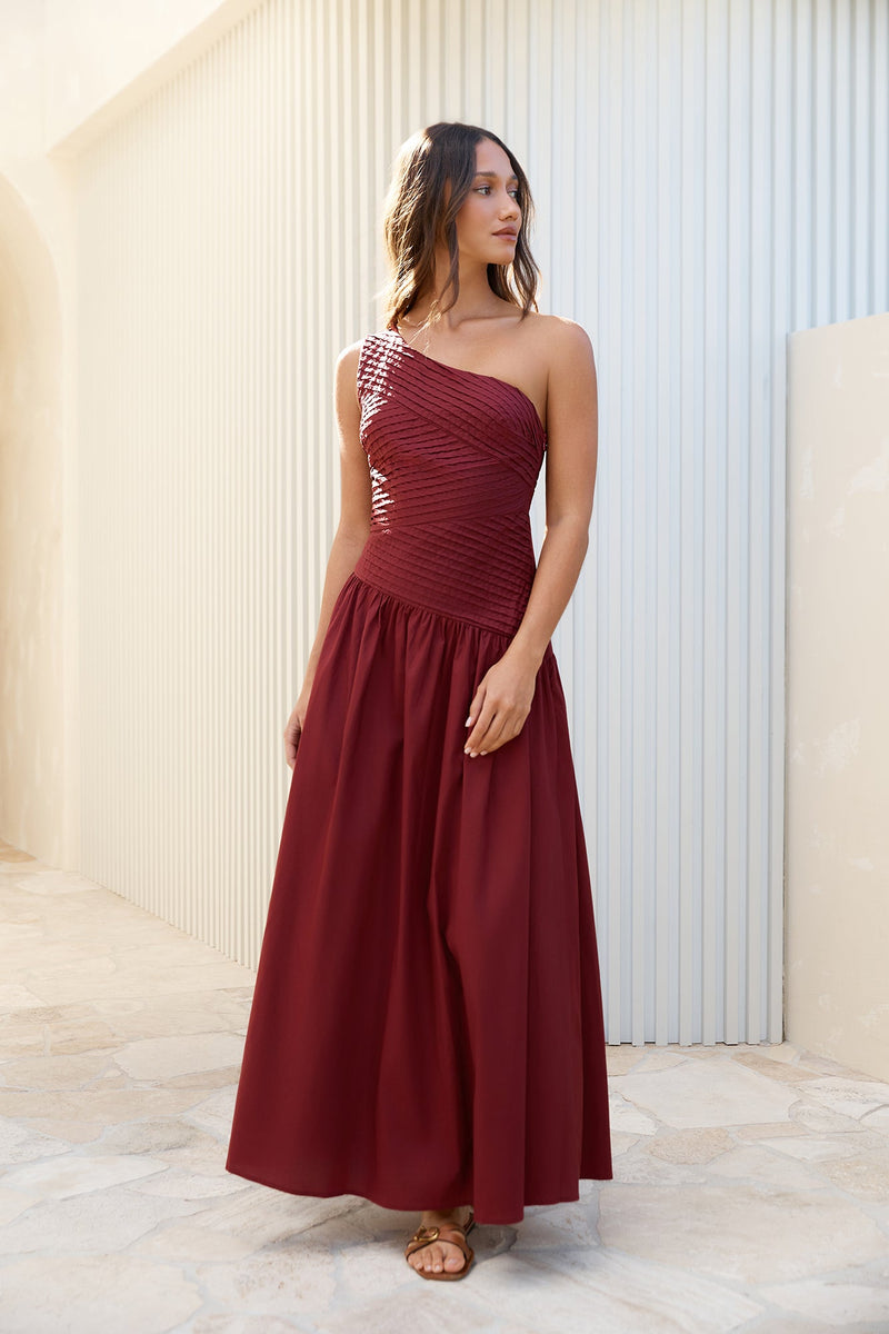Lexi Love One Shoulder Maxi Dress Red