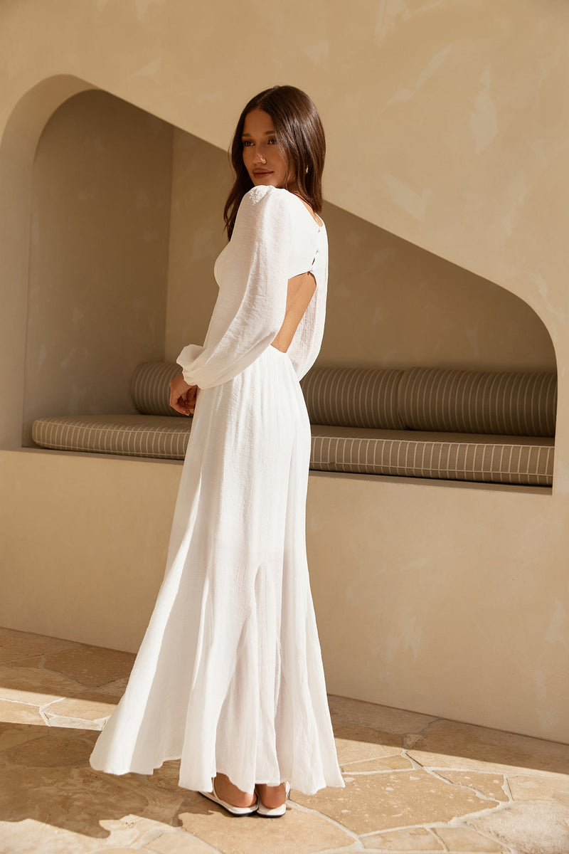 Sweeter Dreams Long Sleeve Maxi Dress White