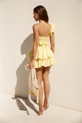 Ruffled Out Mini Dress Yellow