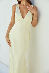 Cheers To You Satin Maxi Dress Yellow