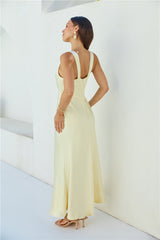 Cheers To You Satin Maxi Dress Yellow
