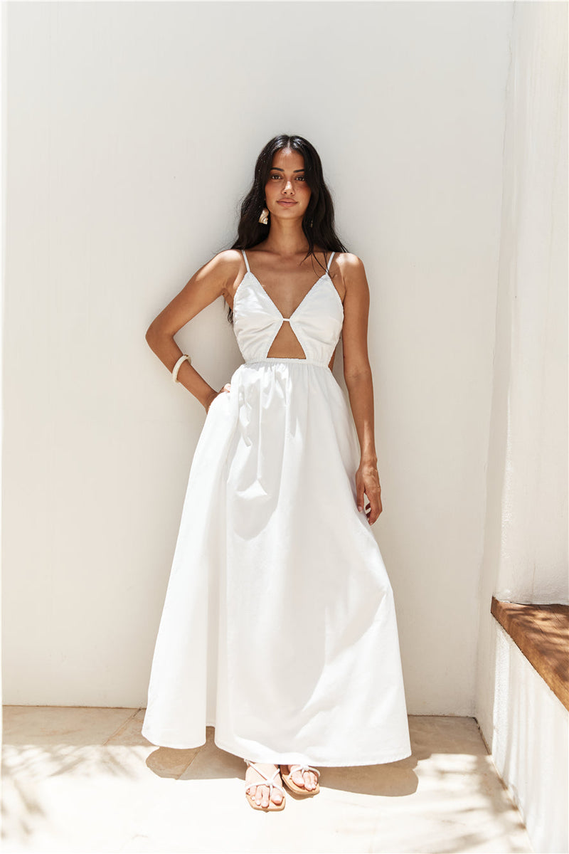 Lantern Trail Maxi Dress White