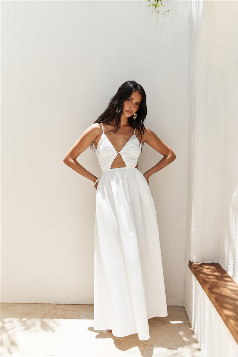 Lantern Trail Maxi Dress White