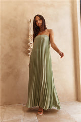 Gentle Journey Strapless Maxi Dress Sagegreen