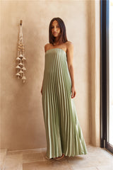 Gentle Journey Strapless Maxi Dress Sagegreen