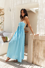On the Shores Strapless Maxi Dress Blue