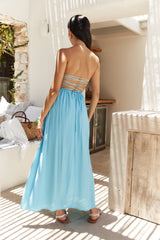 On the Shores Strapless Maxi Dress Blue