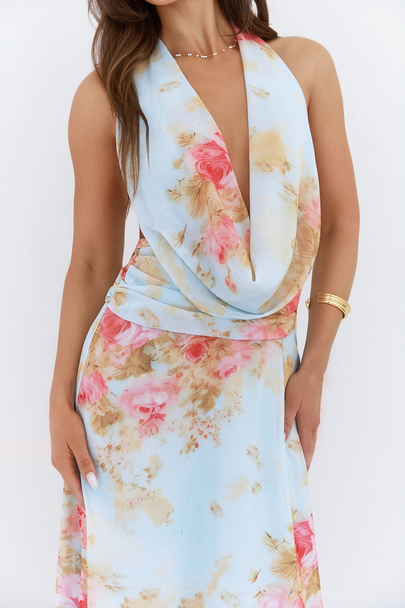 Slow Dancing Halter Maxi Dress Blue