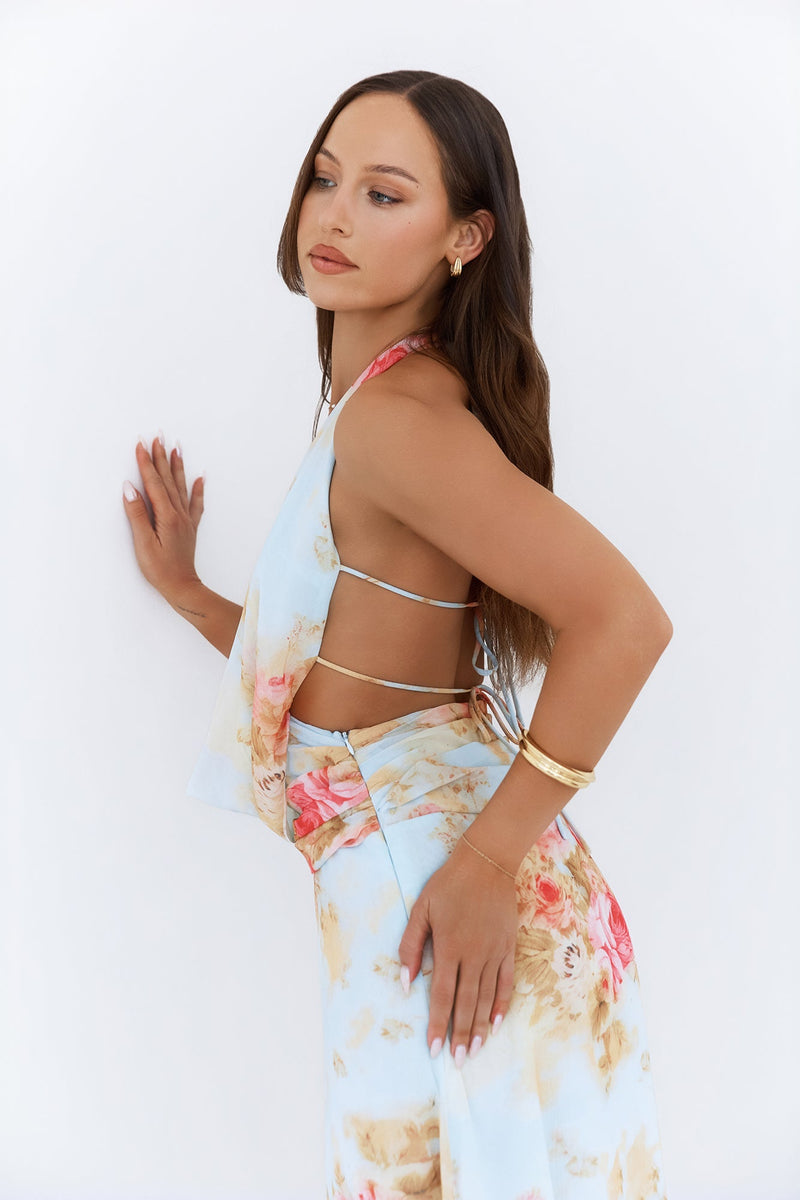 Slow Dancing Halter Maxi Dress Blue