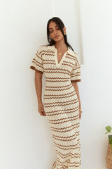 Cobble Stone Knit Maxi Dress Cream