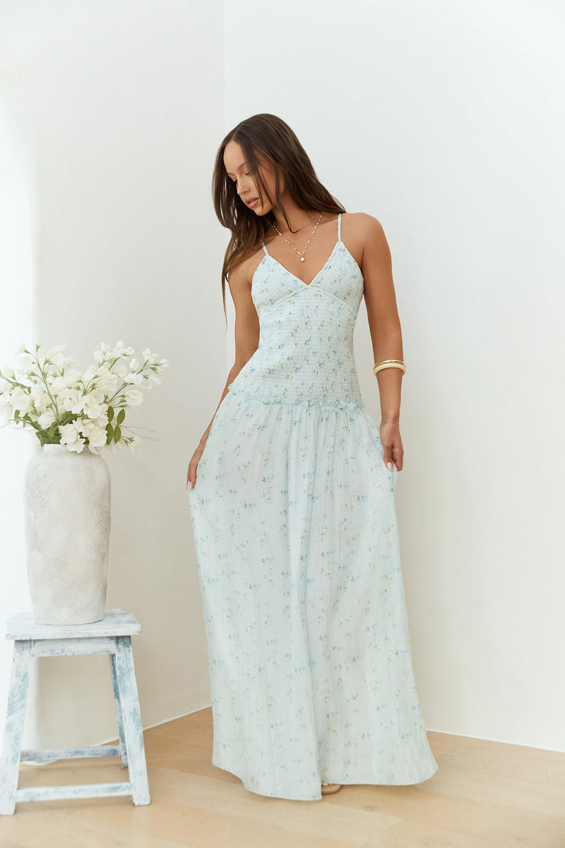 Among The Flowers Maxi Dress Blue