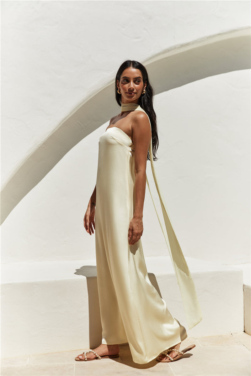 Radiant Rhythm Strapless Maxi Dress Yellow