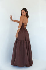Unforgettable Style Strapless Maxi Dress Brown