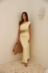 Limitless Love Satin Maxi Dress Yellow