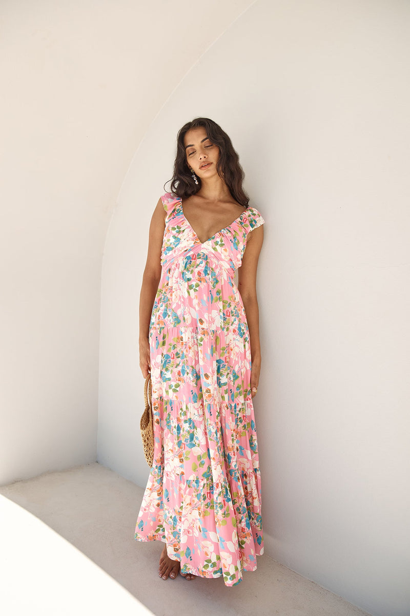 Blossoming Love Maxi Dress Pink