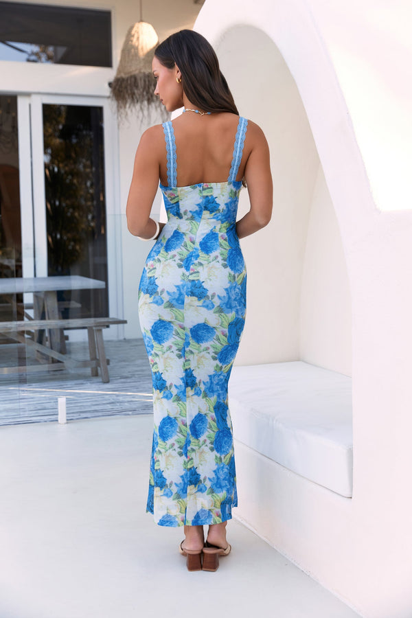 Open Your Eyes Mesh Maxi Dress Blue