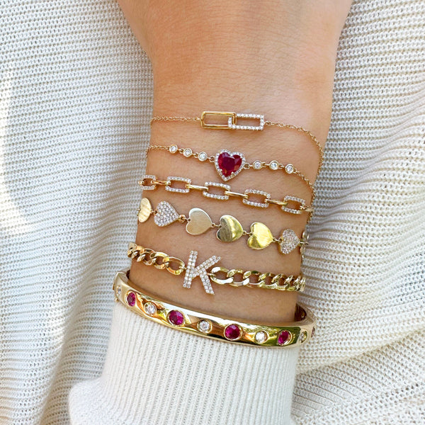 Ruby & Diamond Heart Bracelet