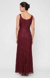 Regular - Long A-Line Jacket Dress With Illusion Cascade Jacket and Sequin Detail