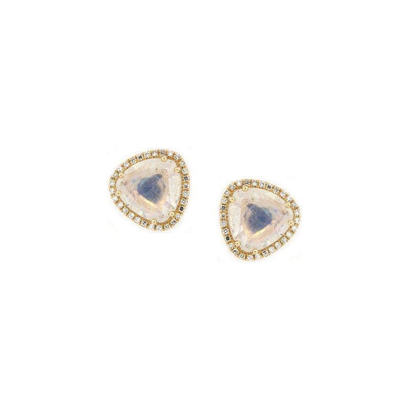 Diamond & Moonstone Stud Earrings