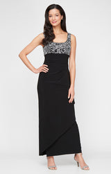 Petite Long Empire Waist Bolero Jacket Dress with Side Ruched Skirt