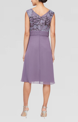 Embroidered A-Line Dress with Pleated Waist Detail