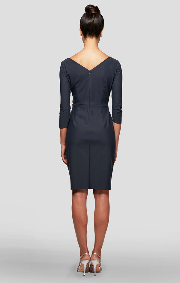 Petite Contour Collection Surplice Sheath Dress with Beaded Hip Detail