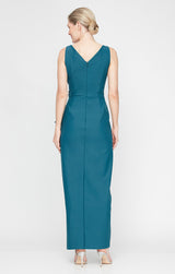 Sleeveless Contour Sheath Gown with Cascade Detail Skirt and Beaded Hip Detail
