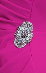 Sleeveless Contour Sheath Gown with Cascade Detail Skirt and Beaded Hip Detail