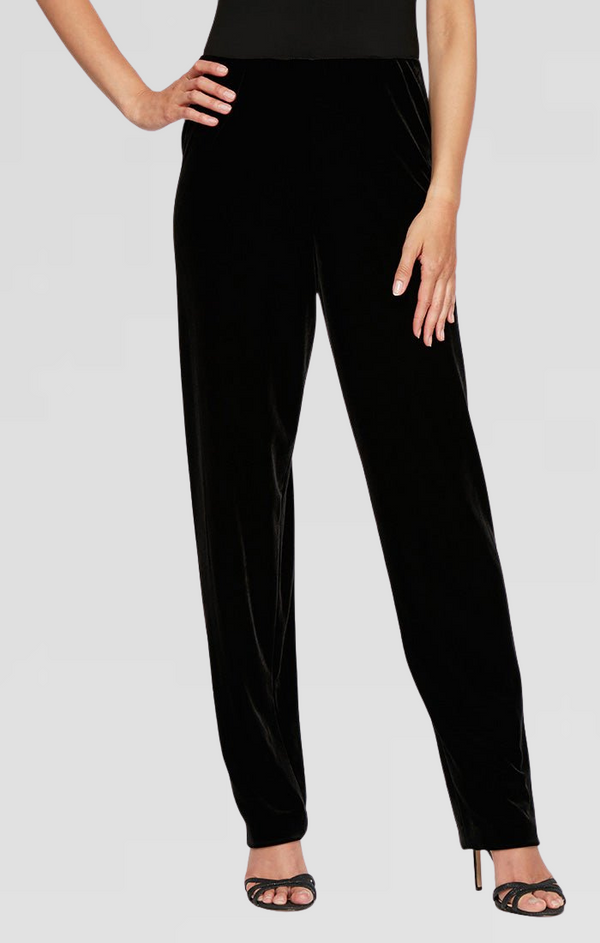 Petite Slim Leg Stretch Velvet Pant with Elastic Waist