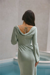 Forget Me Not Satin Maxi Dress Sage