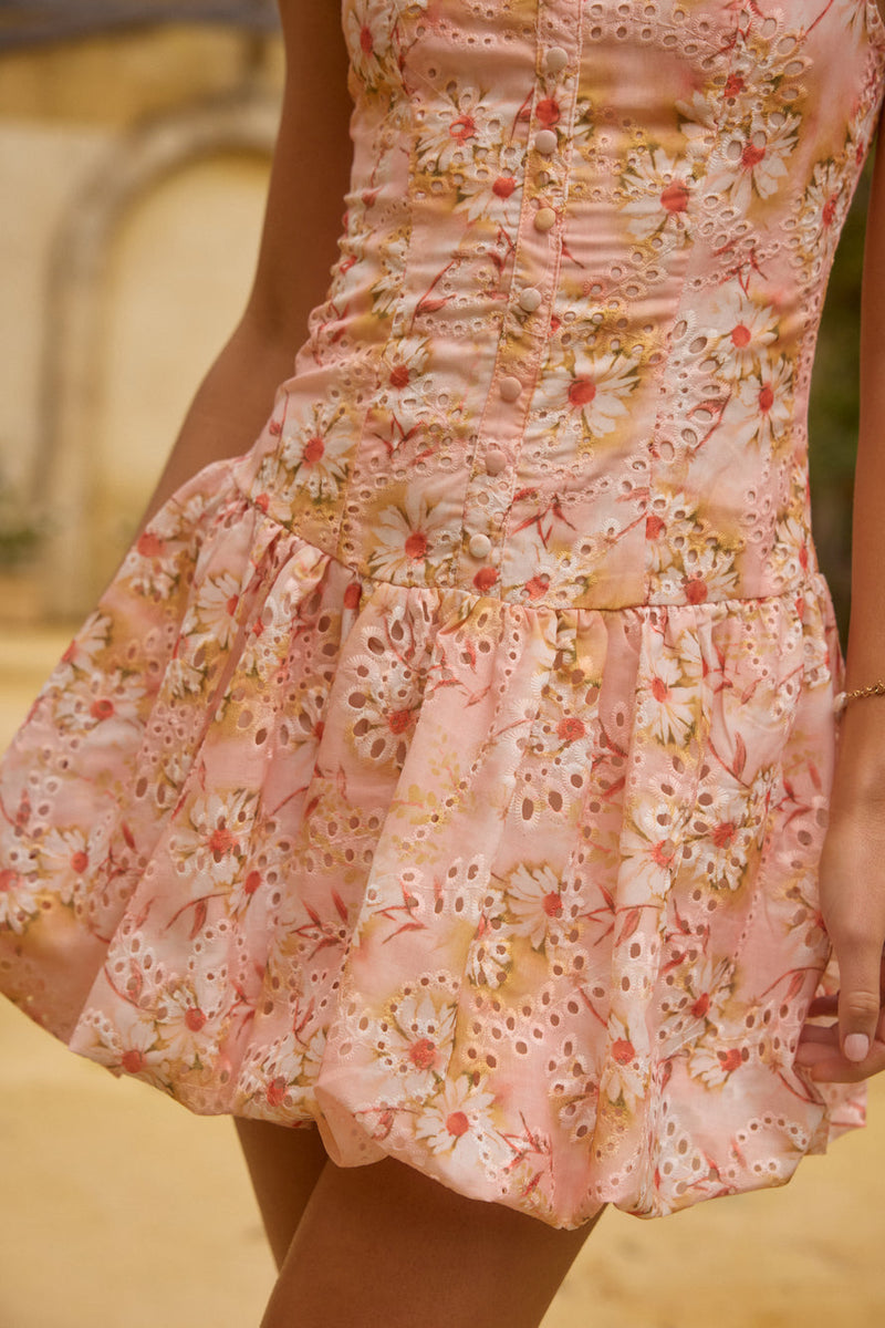 Heavenly Drift Floral Mini Dress Pink