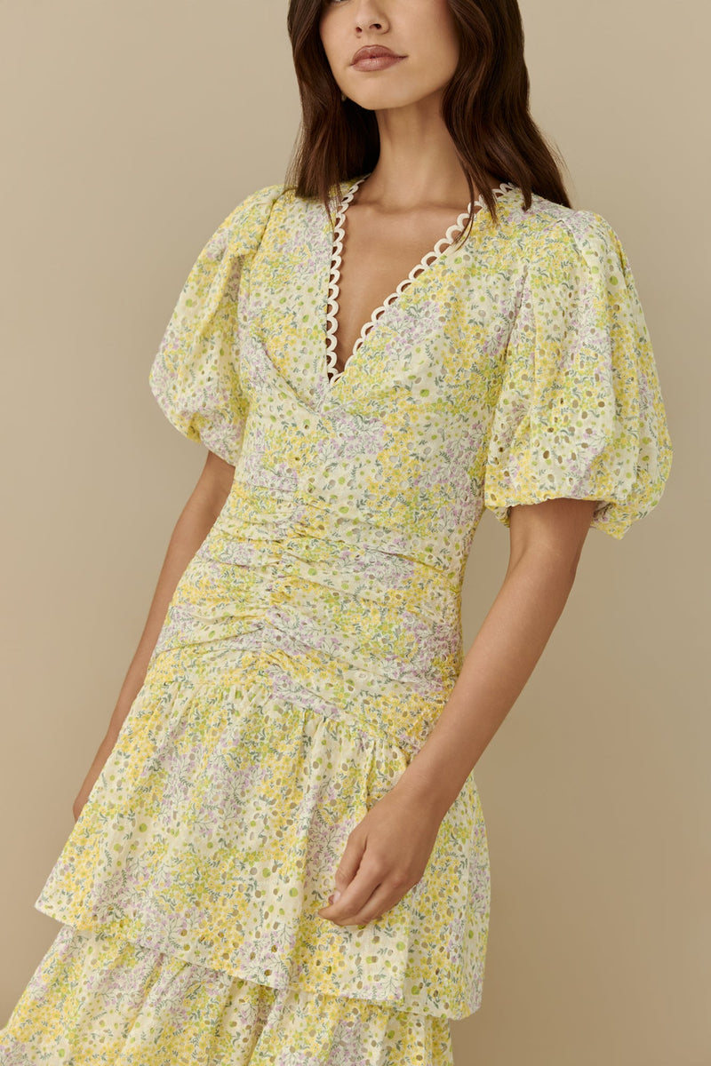 Corinna Tiered Maxi Dress Lemon