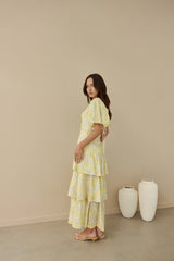 Corinna Tiered Maxi Dress Lemon
