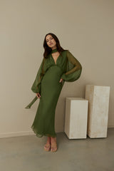 Our Nostalgia Long Sleeve Maxi Dress Green