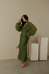 Our Nostalgia Long Sleeve Maxi Dress Green