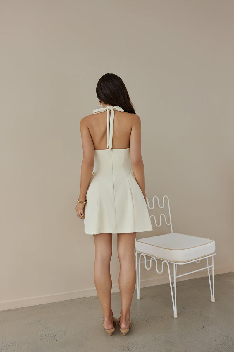 Starry Eyes Halter Mini Dress Yellow