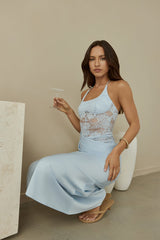 Dreamdays Halter Lace Maxi Dress Blue