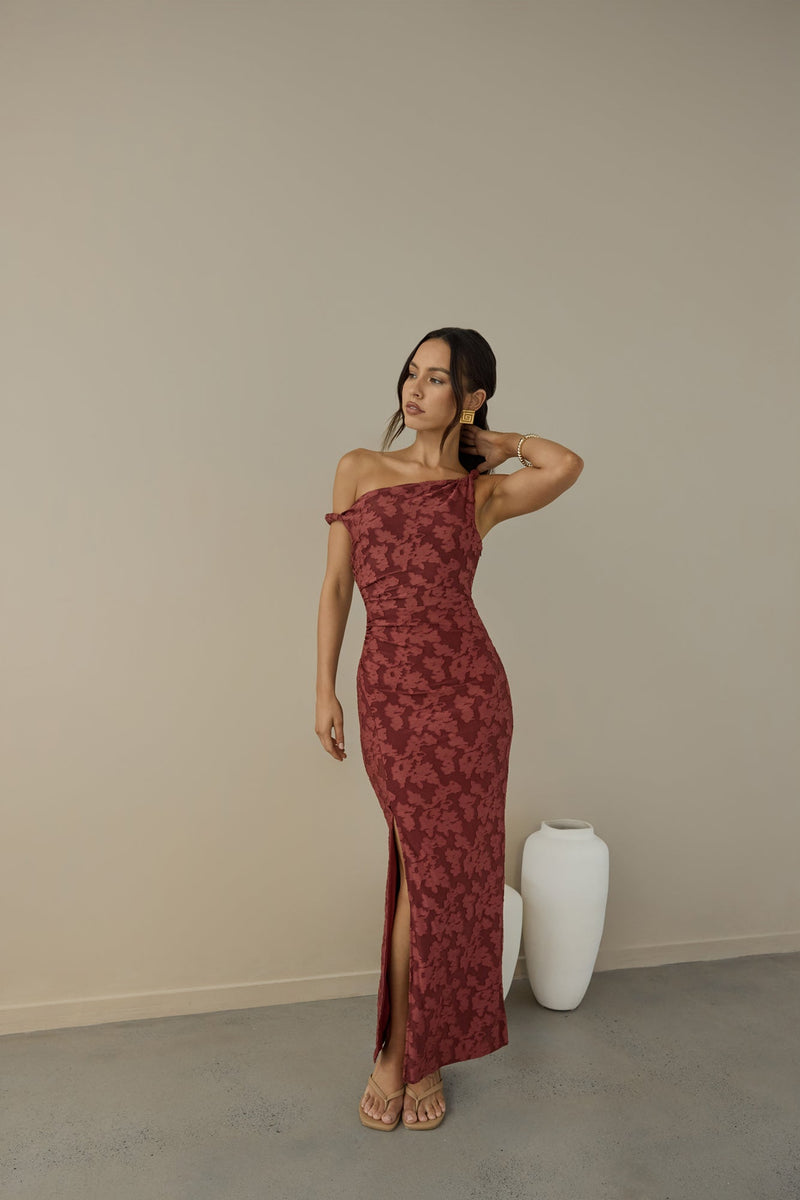 Breeze Of Pink Maxi Dress Wine