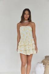 Sunshine Chic Strapless Mini Dress Yellow