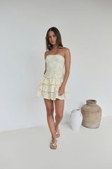 Sunshine Chic Strapless Mini Dress Yellow