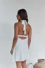Swaying Shadows Halter Mini Dress White