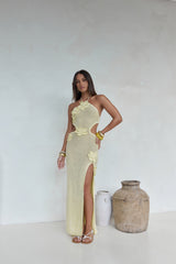 Monaco Sun Knit Halter Maxi Dress Yellow