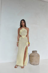 Monaco Sun Knit Halter Maxi Dress Yellow