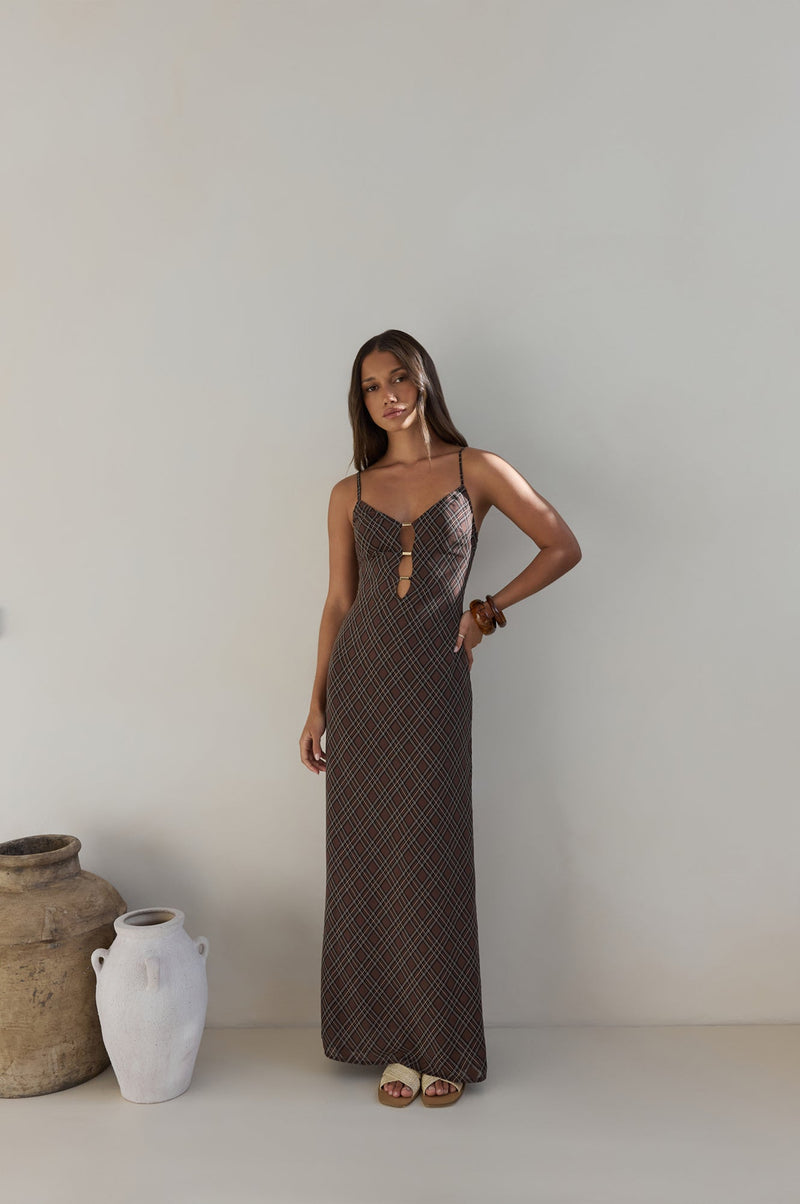 Riviera Nights Maxi Dress Chocolate