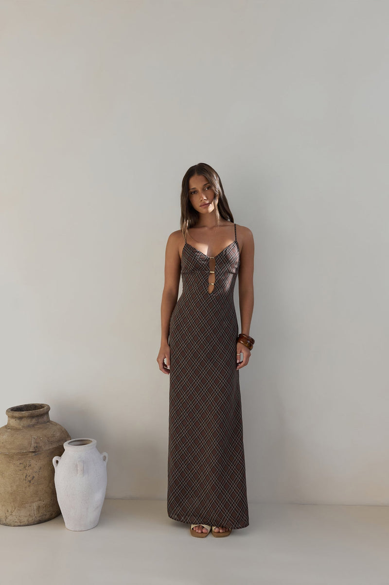 Riviera Nights Maxi Dress Chocolate