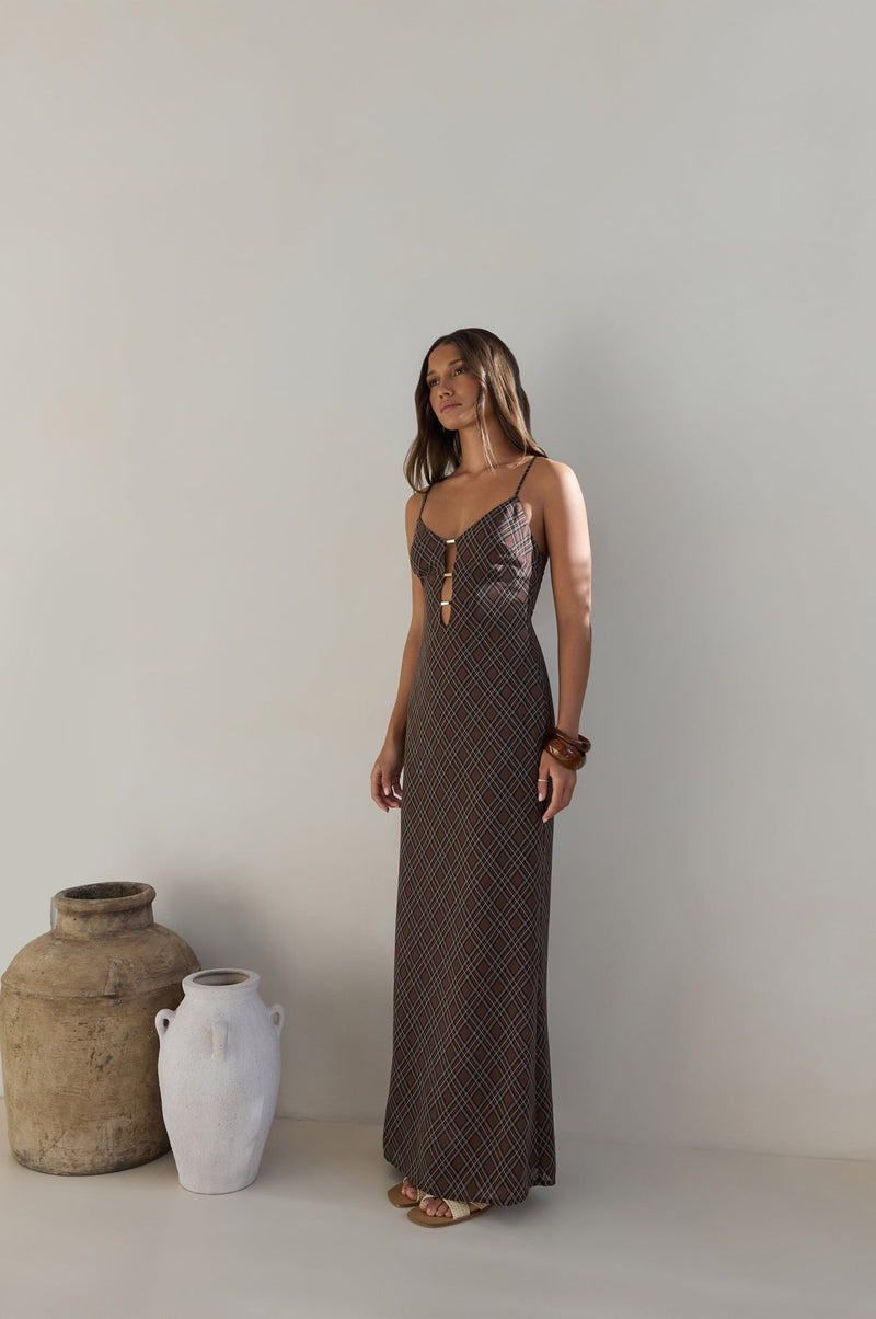Riviera Nights Maxi Dress Chocolate